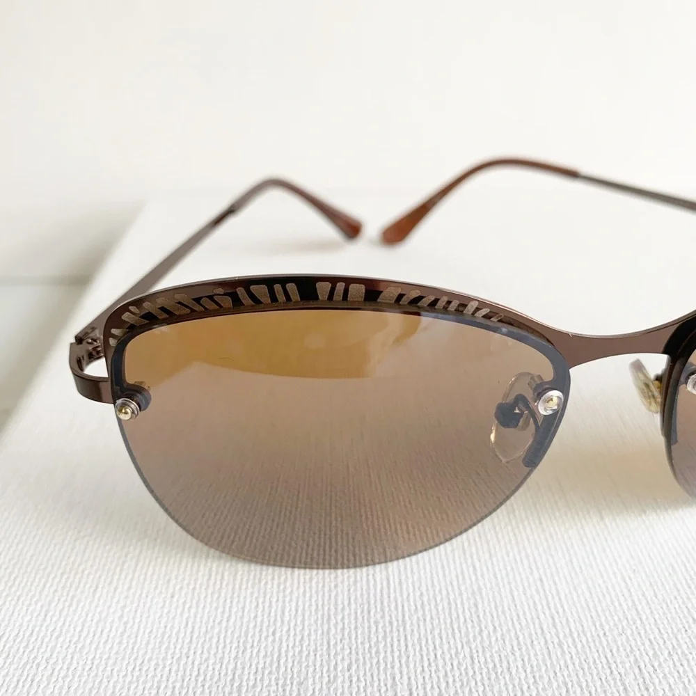 NWT semi rimless brown and tan sunglasses